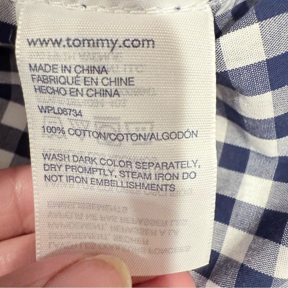 Tommy Hilfiger Collared Shirt Blue Checkered Button Down Size 16/18 Youth Large - Picture 8 of 8